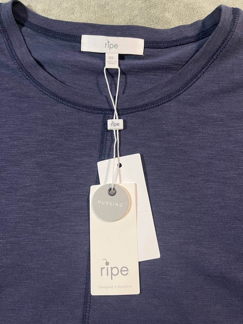Ripe Maternity Richie Nursing Tee Women XL Indigo Lift Up Breastfeeding NWT